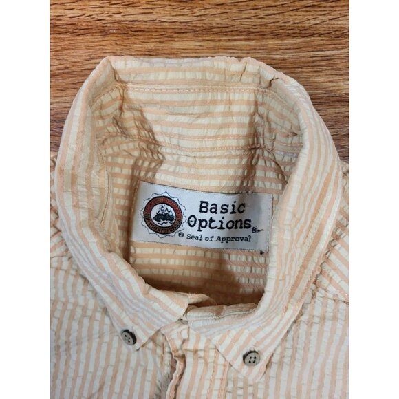 Basic Options Yellow Striped Seersucker Button Up Size M? - Picture 3 of 4